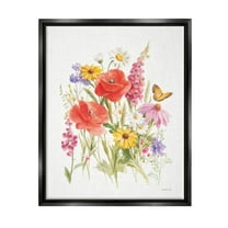 Stupell Industries Mixed Flower Arrangement Butterfly Graphic Art Jet Black Floating Framed Canvas Print Wall Art, Design by Danhui Nai