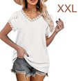 thumbnail image 4 of Sonducket Camiseta de algodón para mujer, camiseta holgada de encaje de Color sólido, Top de verano para viajes, vacaciones en la playa, deportes, Prendas para la parte del cuerpo Blanco  XXL Sonducket AP010362-10, 4 of 6
