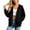 Black-B#80817GG, variant on Women Zip Up Hoodie Jacket Solid Color Drop Shoulder Womens Zip Up Hoodie Fall Winter Warm Women Jacket with Pocket Yellow L