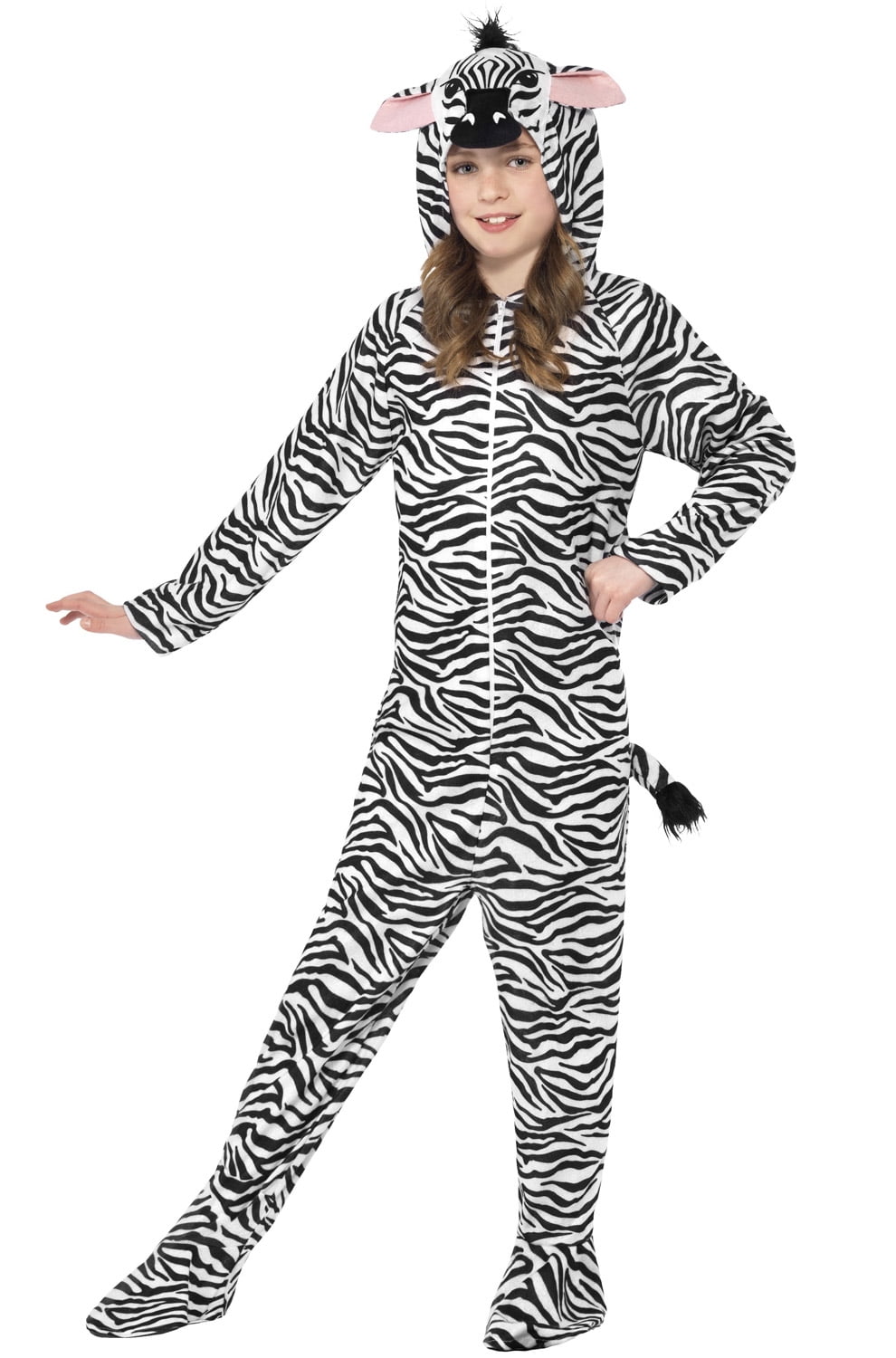 Adult Unisex Zebra Animal Hoodie Book Day Safari Fancy Dress Costume S XL 