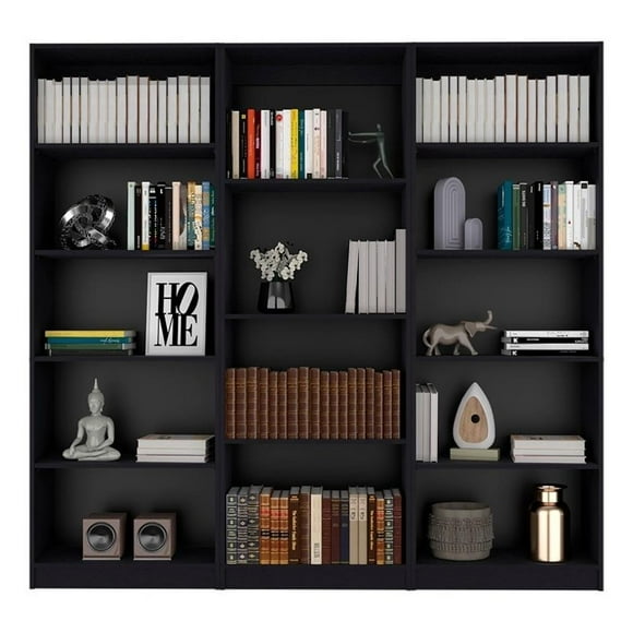 FM FURNITURE Arrey Ensemble de Salon 3 Pcs Bois d'Ingénierie Noir