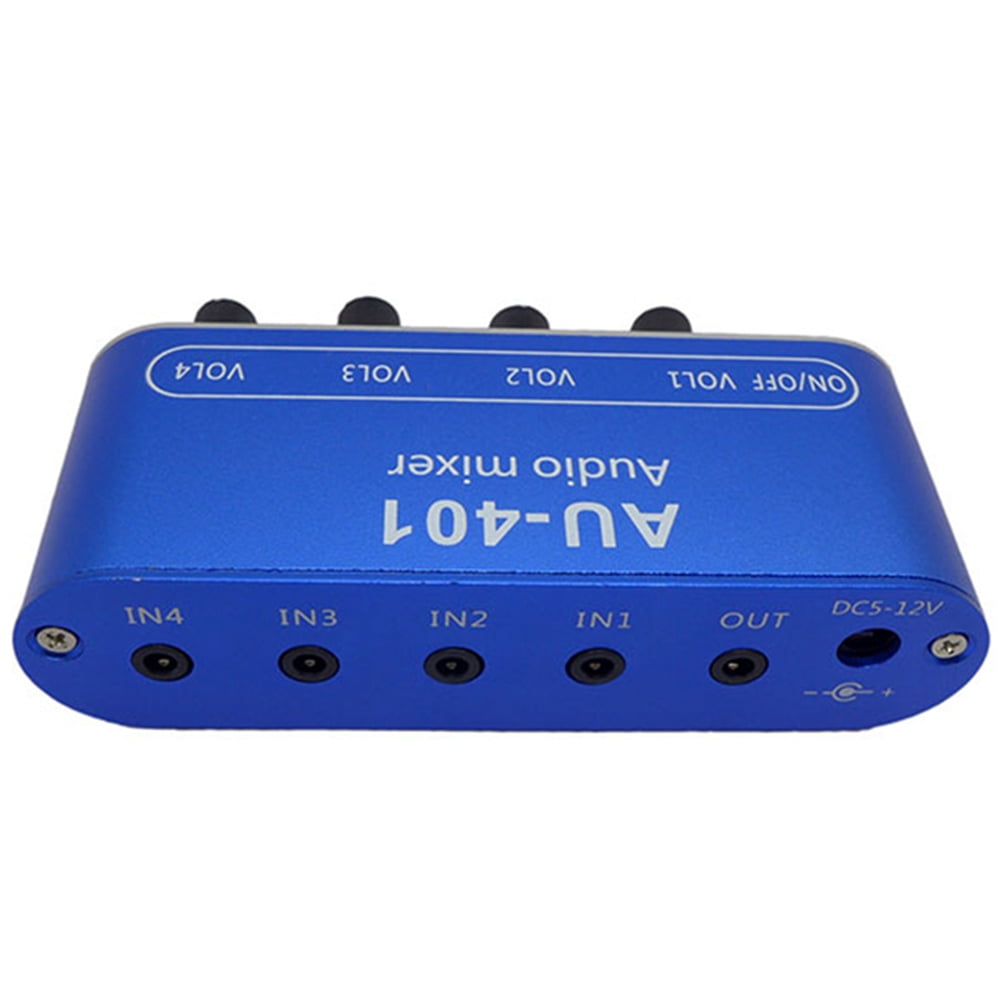2X Stereo Mixer (4 Input ,1 Output ) Individually Controls Board DIY Headphones Amplifier Case DC12V,2 x stereo audio mixing board,blue