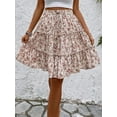thumbnail image 4 of Women'S Floral Print Ruffle Hem Elastic High Waist Tie Front Skirt, 4 of 9