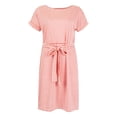 thumbnail image 2 of Aboser Womens Striped Dresses with Belt Trendy Short Sleeve T Shirt Dress Casual Crewneck Short Dresses Comfy Soft Beach Vacation Dress, 2 of 5