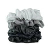 Kitsch Hair Tie Scrunchies for Women, Ponytail Holders, Metallic Scrunchie, 5pc Black & Gray