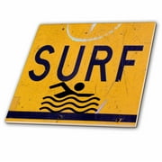 3dRose Surf sign to remind you that the water awaits your board and you - Ceramic Tile, 12-inch