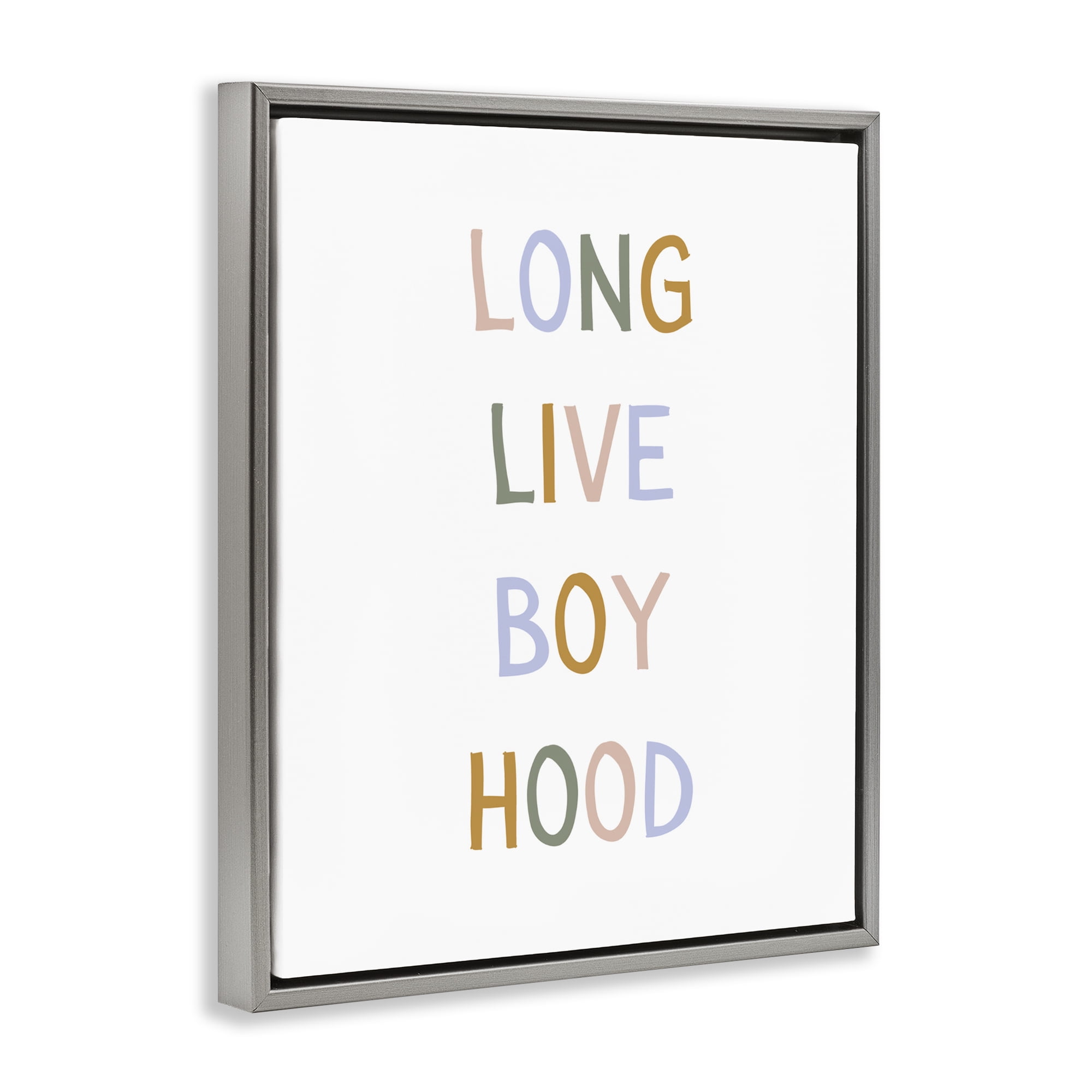 Stupell Industries Long Live Boy Hood Gray Framed Floater Canvas Wall Art, design by Katie Griggs