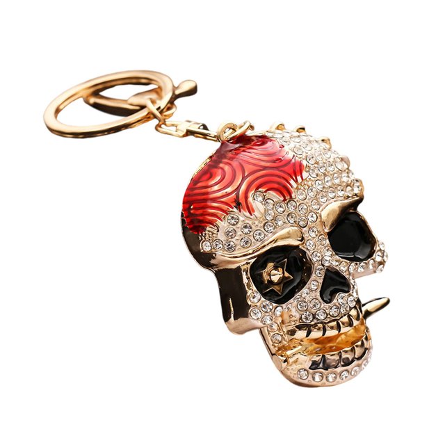 Kkkded Rhinestone Keychain Creative Skull Pendant Keychain with Sparkling Rhinestones - for Car and Backpack