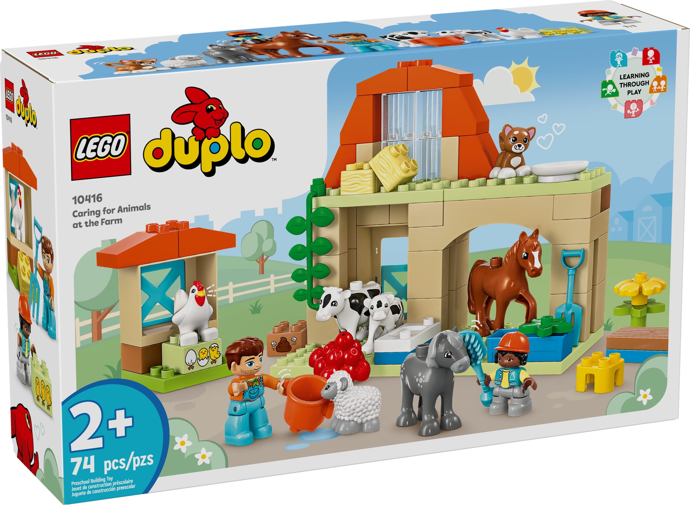 LEGO DUPLO Town Caring for Animals at the Farm Learning Toy for Toddlers, Farmhouse with Horse, Cow and Chicken Figures, Farm Playset, Educational Set for Toddlers Ages 2 and Up, 10416