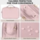 thumbnail image 5 of Bolsa de maquillaje de viaje HauteHues de gran capacidad, impermeable, rosa, 5 of 6