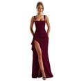 thumbnail image 2 of Robes Formelles pour Femmes Sans Manches Moulantes Froncées à Fente Haute Robe Maxi Cocktail Bal Rouge Vin P, 2 of 8