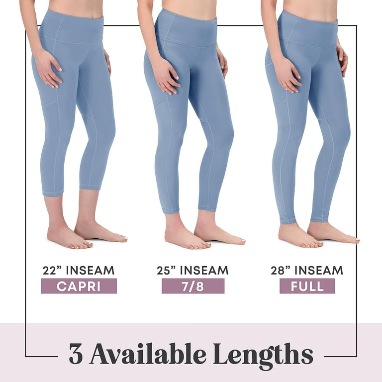 High Waisted Yoga LeggingsCapri & Full Length Pants (25 Inseam, Peak Blue,  XXL)