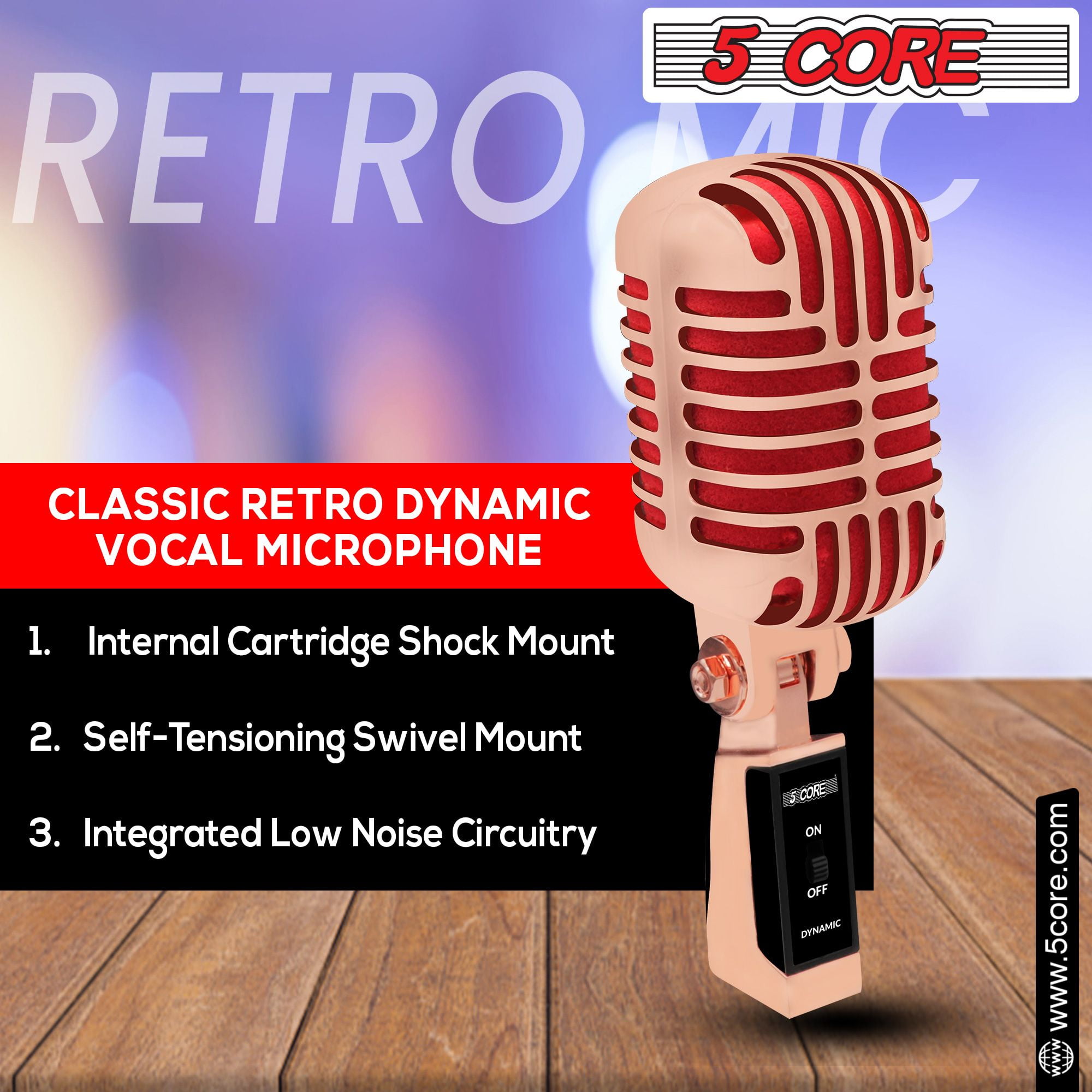 Classic Retro Microphone Dynamic (ALL METAL BODY) - Old Vintage Style Unidirectional Cardioid Mic w/ XLR Input Universal Stand Compatible | Live Performance |Singing In Studio |Recording Gold