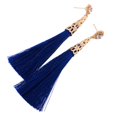 thumbnail image 4 of Pendientes de botón de cristal para mujer Pendientes colgantes de Boho con flecos y borlas vintage Azul, 4 of 9