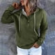 thumbnail image 1 of ICHUANYI Clearance Women's Fashion Printed Pocket Long Sleeve Blouse Casual Tops Sweatershirt Button Hoodies(Army Green, XL) ICHUANYI WER2023081404169, 1 of 5
