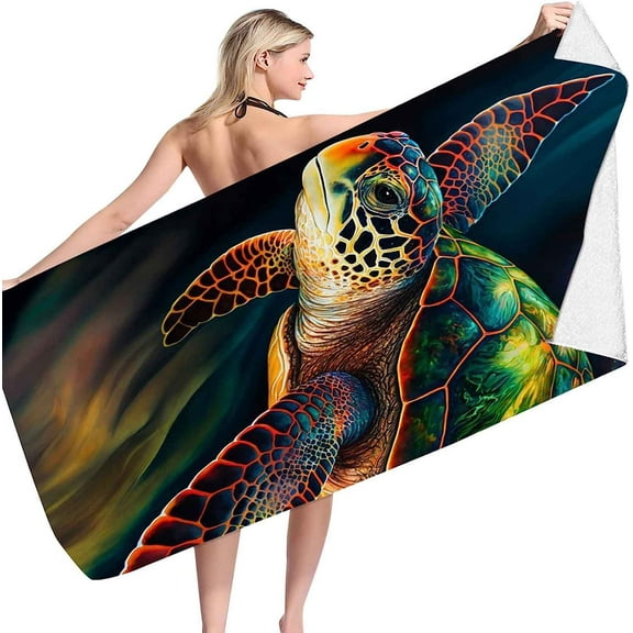 RyanK Beach Towel Marine Animals Beach Towel Microfiber Double-sided Velvet Turtle Octopuss Beach Towel Swimming Bath Towel Versatile Beach Towel