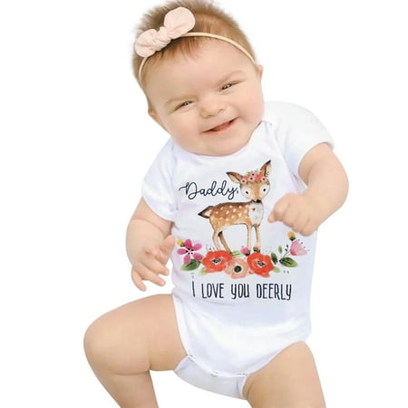 

adviicd 18 Month Girl Overalls Baby Boys Girls Bodysuit 1st Father s Day Letter Long Sleeve Leotards for Toddler