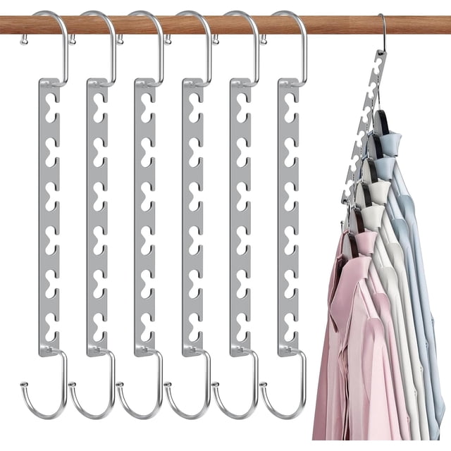 Sindax Cintres Gain de Place pour Organisateur de Garde-Robe - Cintres Métalliques Robustes pour Organiser le Rangement de la Garde-Robe, Cintre Gain de Place Pliable - Lot de 6
