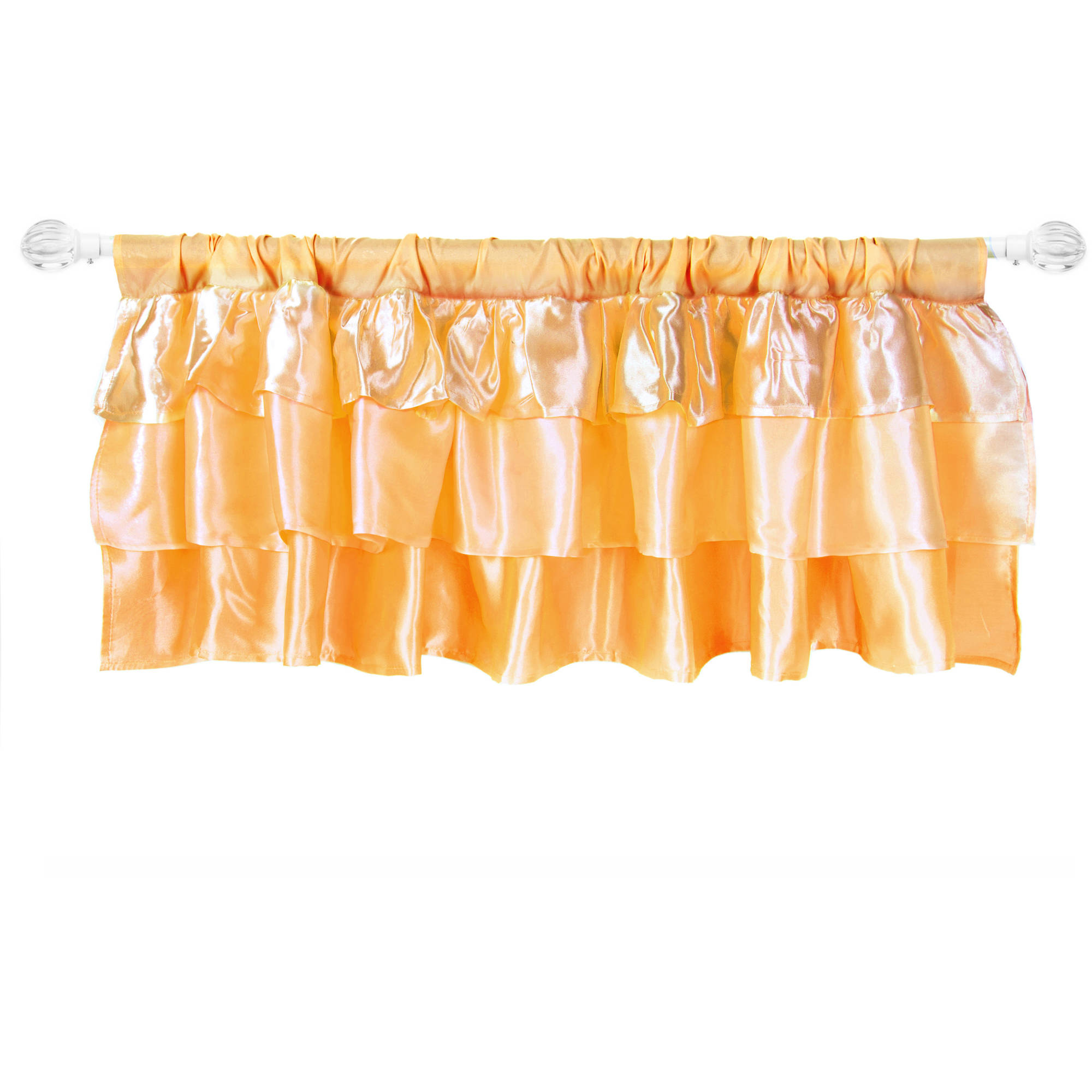 Tadpoles Gold Ruffled Satin Window Valance
