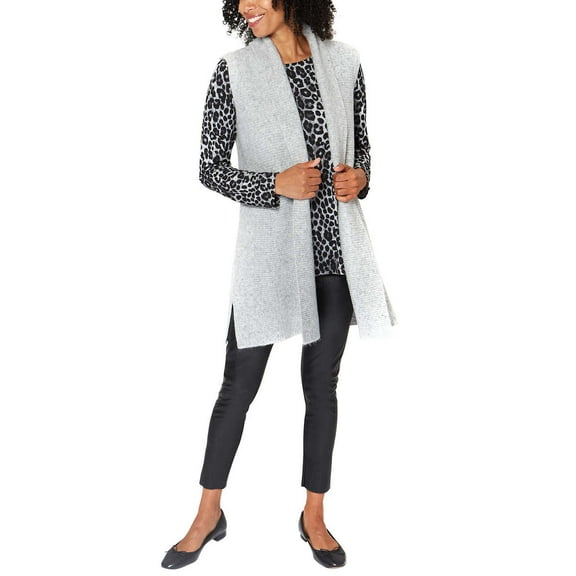 Mario Serrani Womens Sleeveless Cardigan,Light Grey,2XL