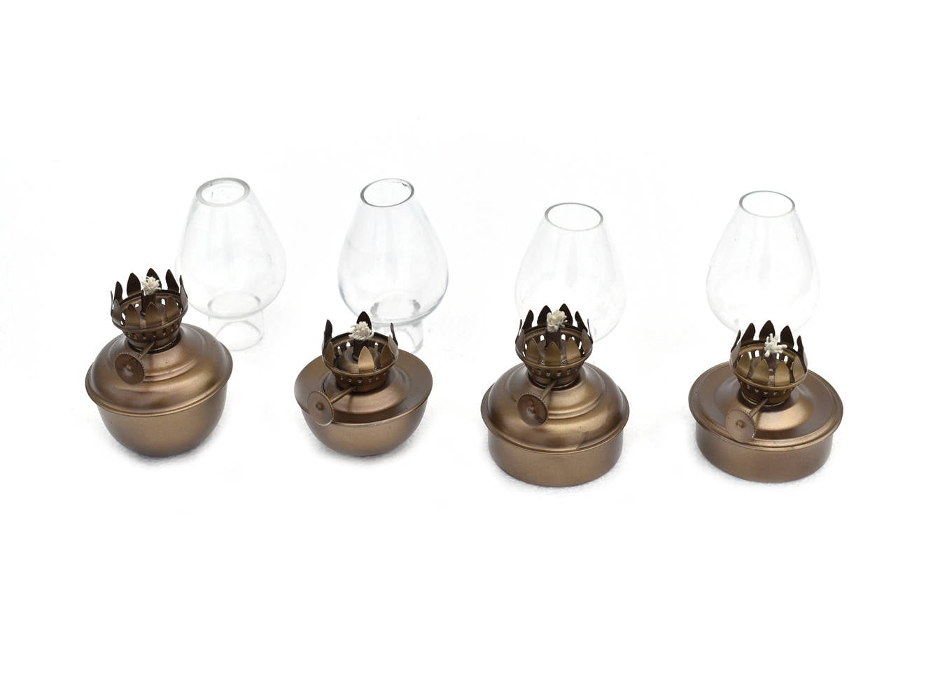 Antique Brass Table Oil Lamp 5 - Set of 4 