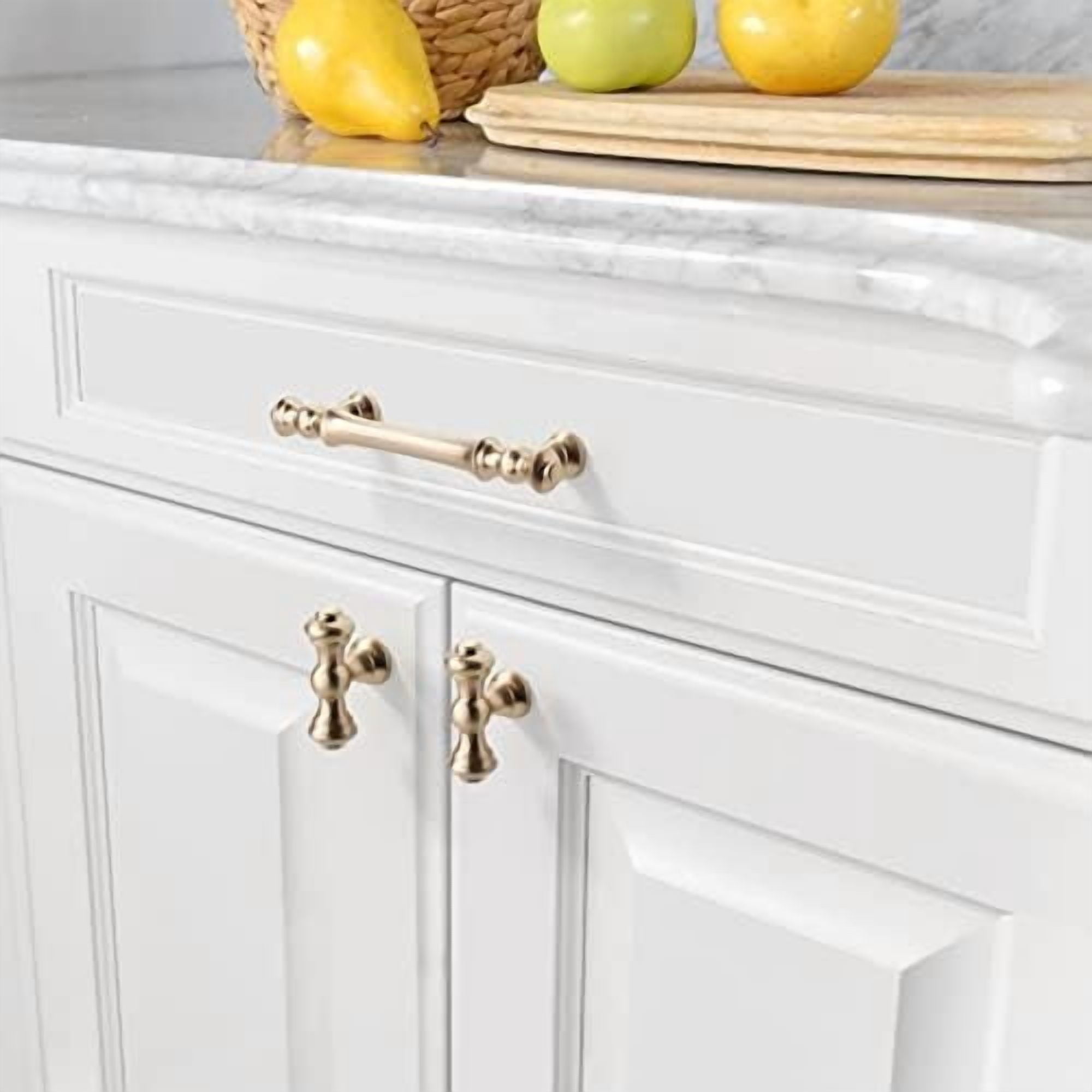 6 Pack 3.75 Inch(96mm) Brushed Brass Kitchen Cabinet Handles, Gold Cabinet Pulls Kitchen Cabinet Hardware for Cupboard Drawer Pulls
