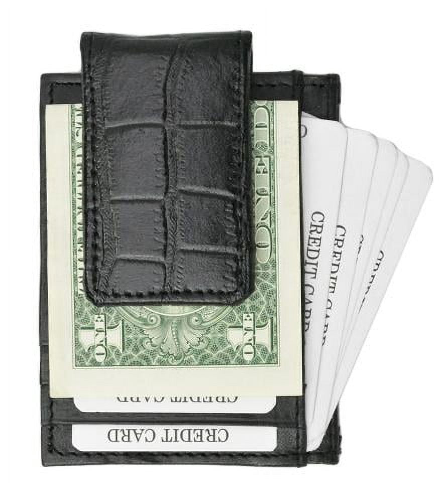Genuine Leather Money Clip front pocket wallet with magnet clip