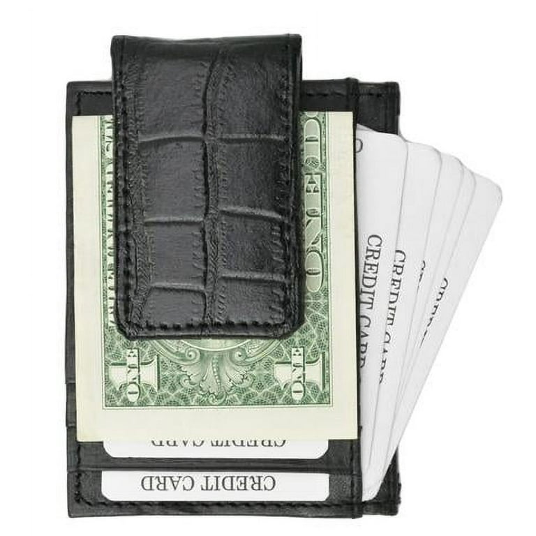 Genuine Leather Money Clip front pocket wallet with magnet clip