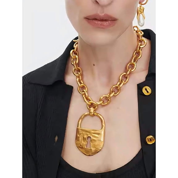 Gold Necklace With Thick Chain Statement Choker For Women
