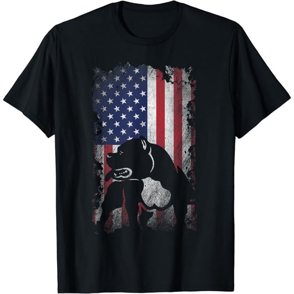 Patriotic American Bully American Flag USA Pitbull Dog Lover T-Shirt