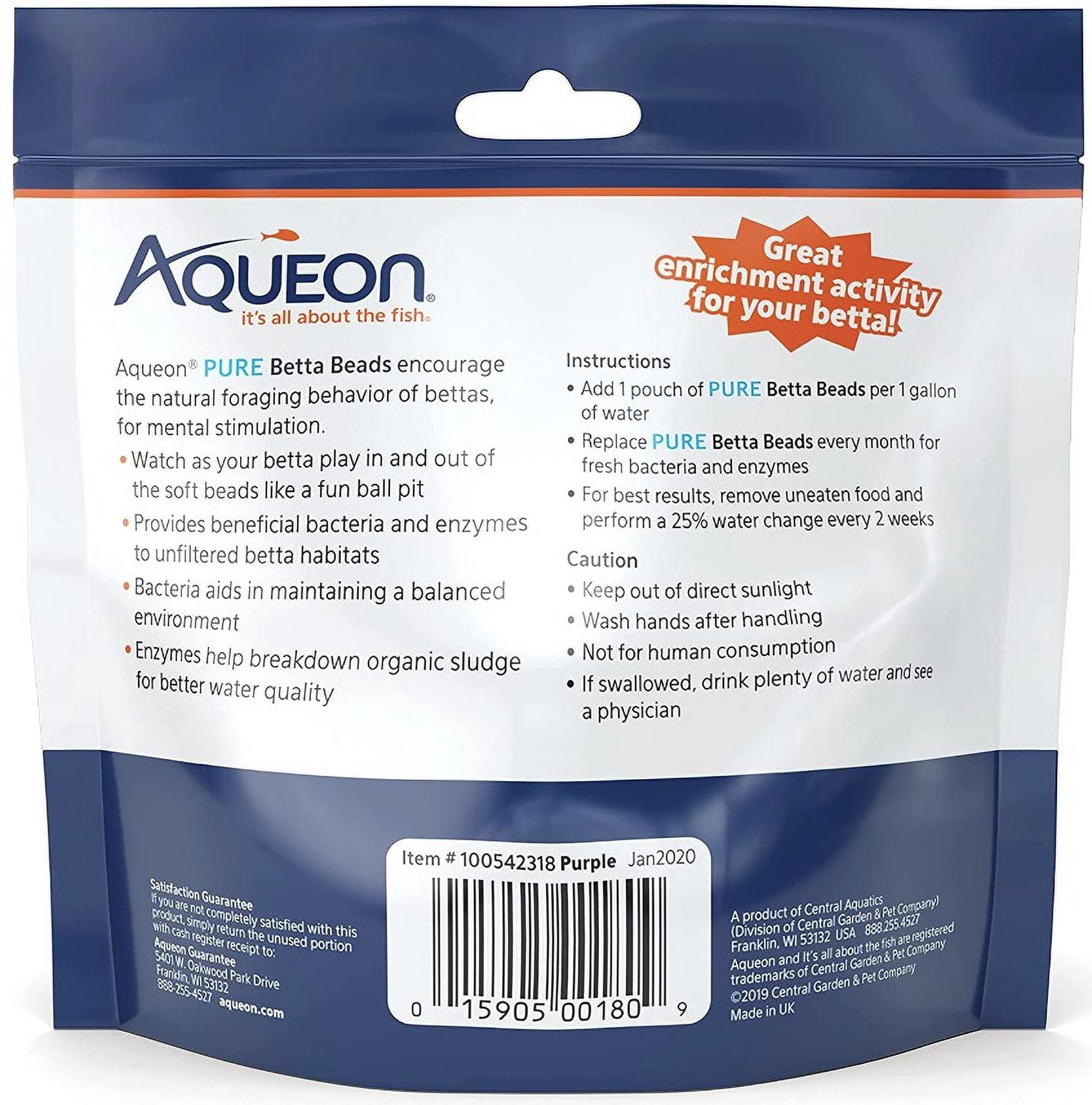 Aqueon Pure Betta Beads Purple [Aquarium Gravel and Sand, Aquarium Water Conditioners, Aquarium Supplies] 6 count