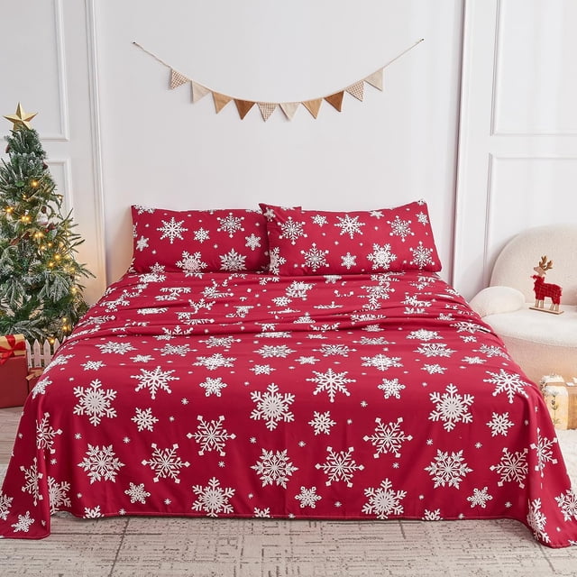 PC Deep Pocket Queen Sheet Set Fit Breathable Microfiber Soft Queen Size Sheet Set Hotel Style Bed Sheet Set for Women Men Flower