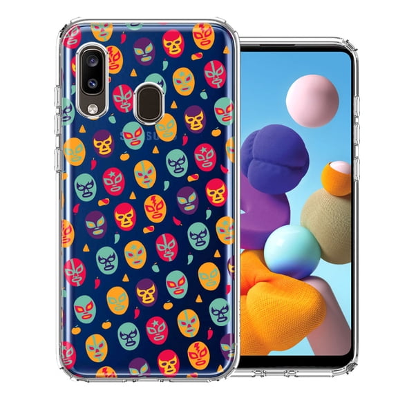 MUNDAZE For Samsung Galaxy A20 Lucha Libre Masks Design Double Layer Phone Case Cover