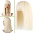 thumbnail image 3 of 14" Hair Topper with Bangs Clip in Top Extensions 200% Density Silk Base Top Hairpieces Straight Crown Wiglet for Thinning  Hair Women, 3 of 10