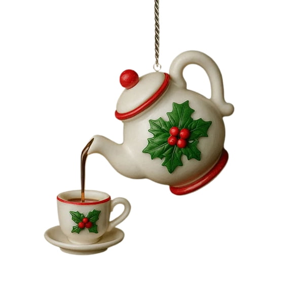 Christmas Teapot Ornament Set,Festive Hanging Decorations with Santa, Snowflake & Christmas Tree Designs, Ideal for Xmas Tree Decor, Personalized Christmas Ornaments 2025