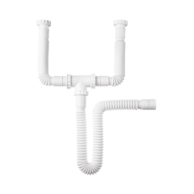Céspol flexible doble para fregadero, polipropileno, 1-1/2' blanco
