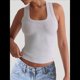 thumbnail image 4 of Camisola Básica Sin Mangas con Cuello Cuadrado Acanalado para Mujer, Camisola de Verano 2025 Gris L, 4 of 7