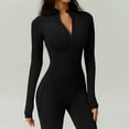 thumbnail image 6 of Women's Seamless Lined Jumpsuit Long Sleeve Turtleneck Yoga Romper with Zip for Winter Comfort, 6 of 8