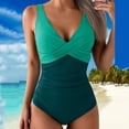 thumbnail image 2 of Women's One Piece Swimsuits Tummy Control Front Cross Bathing Suits Tie Back Slimming V Neck Swimwear Mint Green XL, 2 of 5
