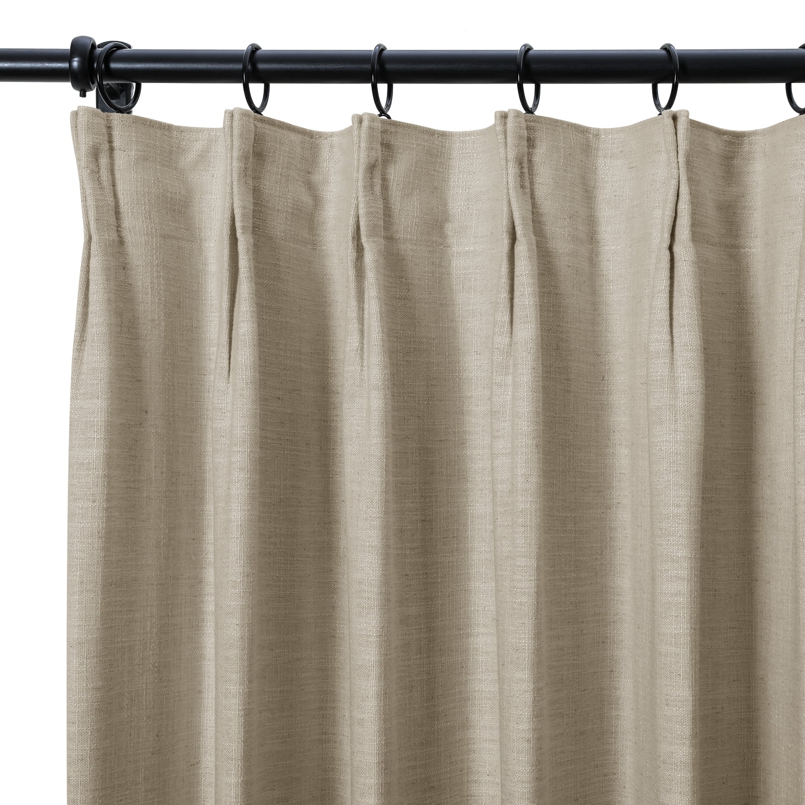 TWOPAGES 84 W X 102 L Inch Curtain Pinch Pleat Hanging Style Drape Light Filtering Linen Blend Textured Drapery for Kitchen, 1 Panel, Grey Beige