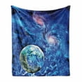 thumbnail image 1 of Constellation Soft Flannel Fleece Throw Blanket, Exo Solar Planet Painting Style Vibrant Universe Space, Cozy Plush for Indoor and Outdoor Use, 70" x 90", Turquoise Blue Pale Pink, by Ambesonne, 1 of 6