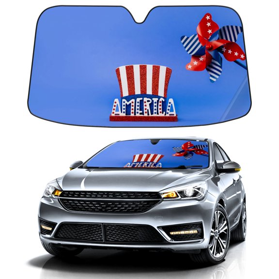 Car Windshield Sun Shade Funny for Car Front Window July 4th, Independence Day Foldable Car Sunshade Windshield | Vehicle Car Sun Visor UV Rays &Heat Blocker Covers Auto Window Protector