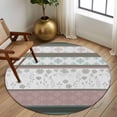 thumbnail image 2 of Round Rug 6Ft Washable Non-Slip, Grey Stripes Abstract Circle Area Rugs for Living Room Bedroom, Geometric Spring Flowers Country Indoor Floor Mats Carpet Runner for Home Decor Aesthetic, 2 of 8