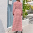 thumbnail image 3 of Red Gingham Check Women's Long Dress Long Sleeves Dress Vintage Dresses Party Maxi Dress High Waist Dress, 3 of 4