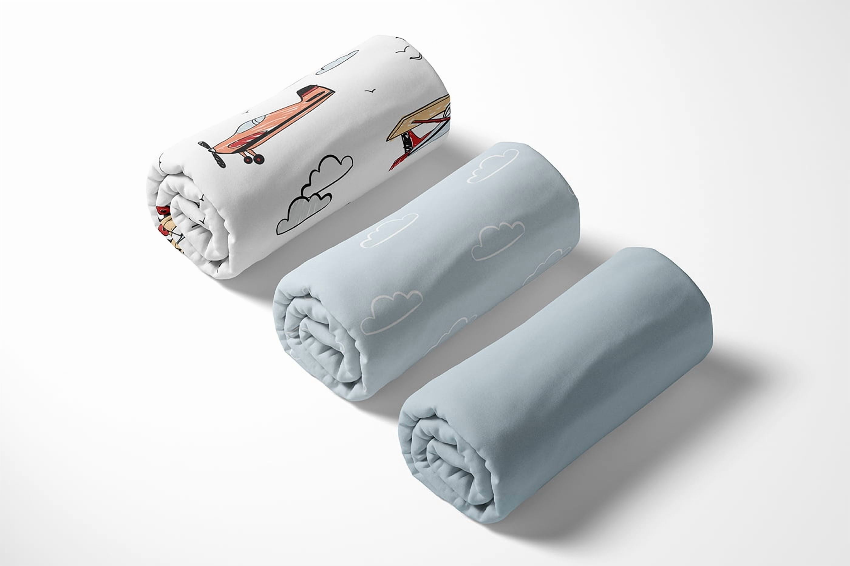 Sweet Jojo Designs Airplane Red and Blue Boy Fitted Crib Sheets Set 3 Piece