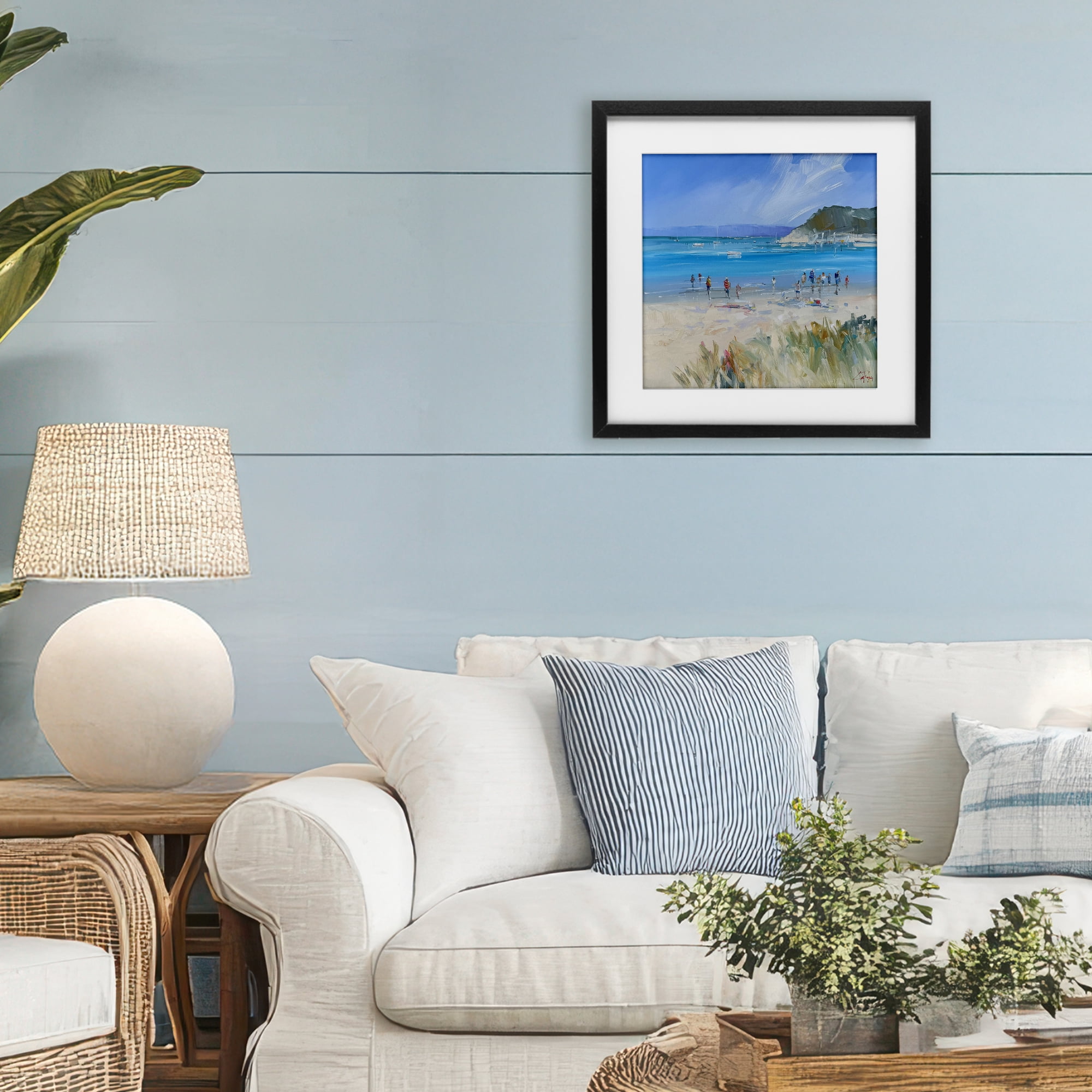 Stupell Industries Summer Sorrento Beachgoers Black Framed Print Under Glass, design by Craig Trewin Penny