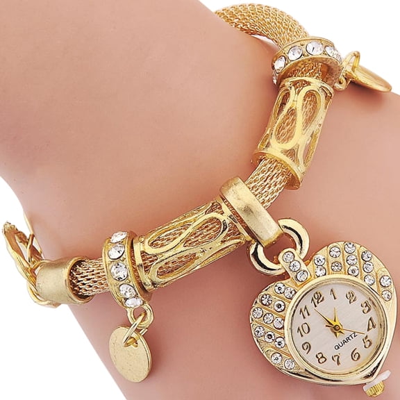Top Pet Fashion Women's Love Heart Bracelet Watch Charm Band Analog Quartz Wrist Watch