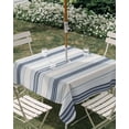 thumbnail image 3 of Square Outdoor Tablecloth with Umbrella Hole Blue Beige Outside Table Cloth Waterproof Patio Table Cover Modern Abstract Gradient Vertical Stripes Zipper Tablecloths for Picnic Camping 60x60 Inch, 3 of 8