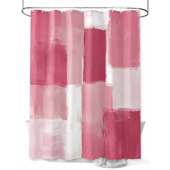 Fsddascl Pink Geometric Shower Curtain Set - 48" x 72" Washable Bathtub Curtain with 12 Hooks, Watercolor Ombre Modern Abstract Art Waterproof Fabric Stall Shower Curtains for Bathroom/Bathtub Décor