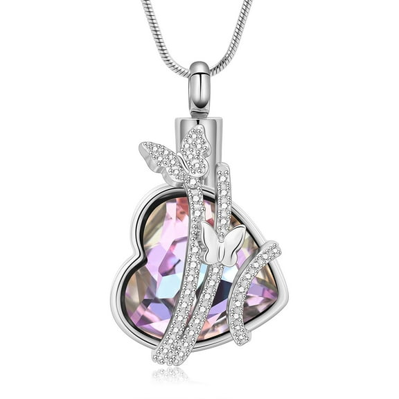 Butterfly Urn Necklace for Ashes Stainless Steel Heart Cremation Jewelry Keepsakes Pendants Birthstone Memorial Keepsake Jewelry Gift